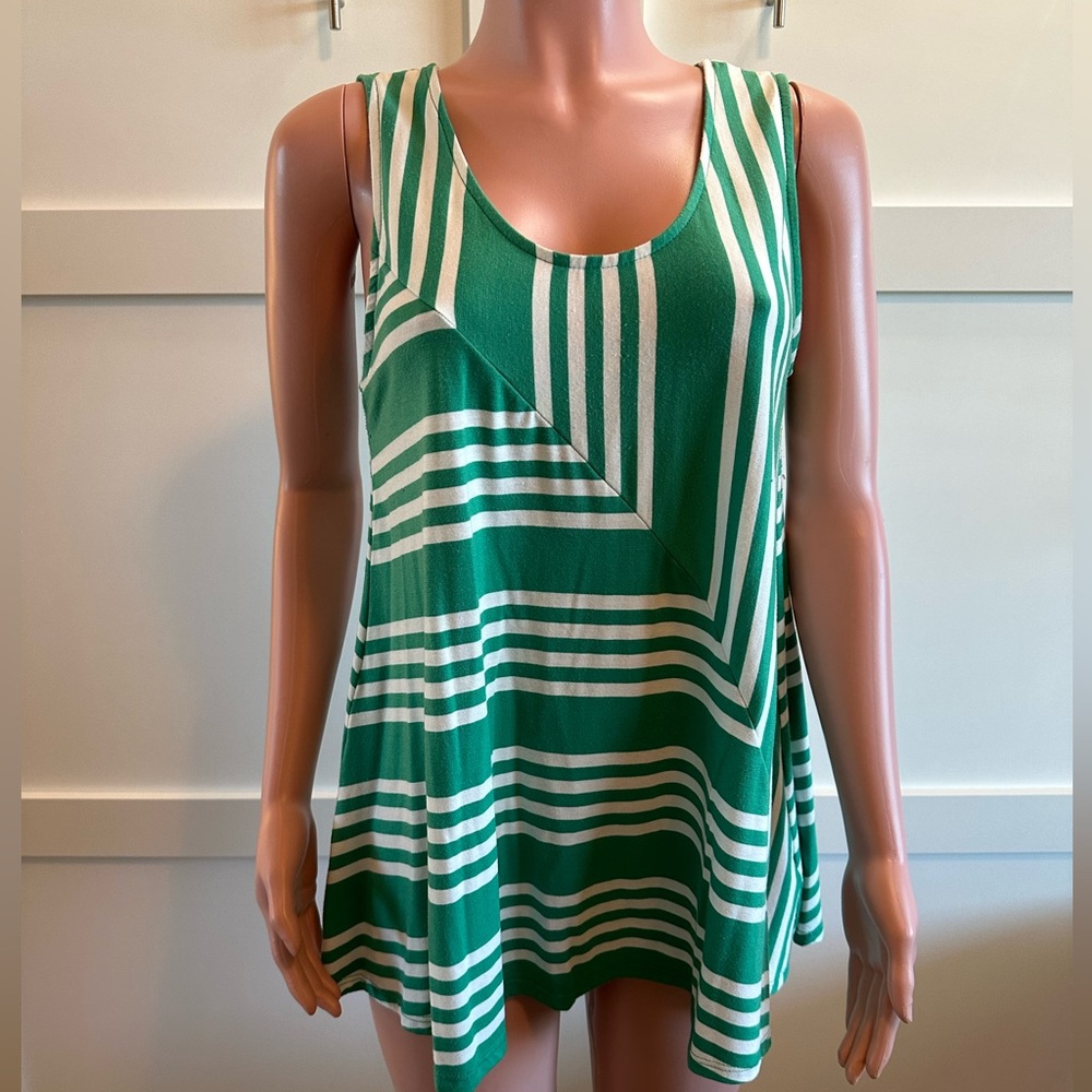 Anthropologie Puella Sleeveless green/white tank sz L